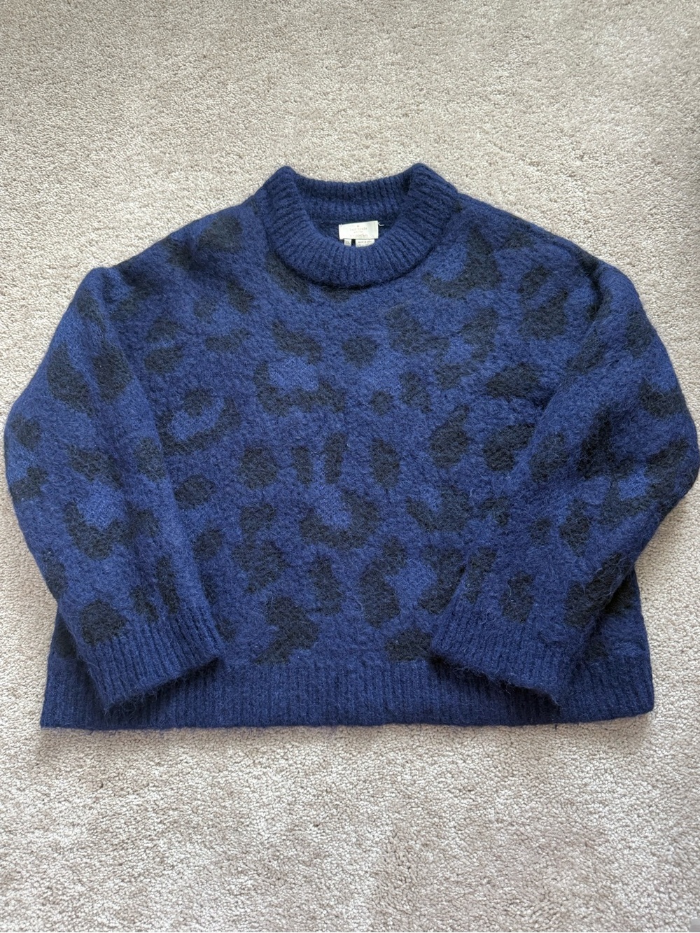 kate spade Navy and Black Leopard Crewneck Sweater